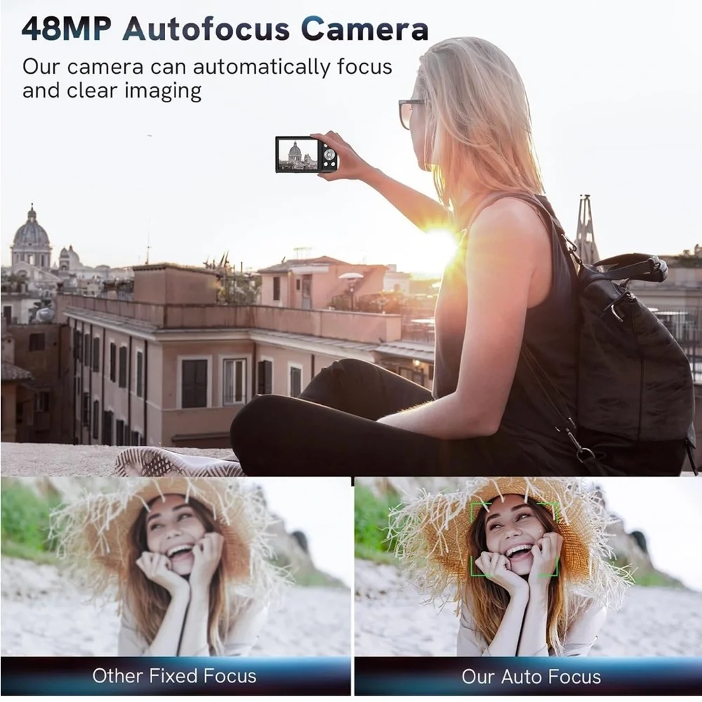 High-Resolution 4K Digital Camera with 16X Zoom - Black